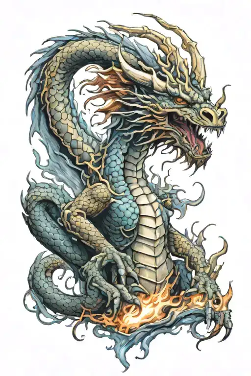 Full Body Fire Dragon Emerging