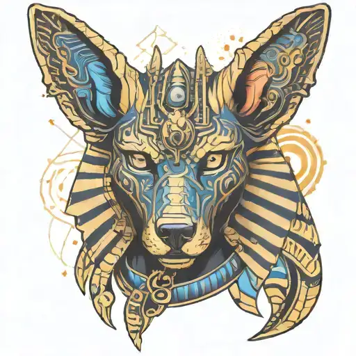 Anubis With The Galaxy In His Hand Holding