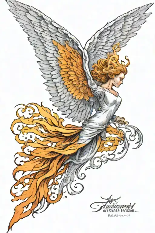 Female Angel Flying Pheonix Rising
