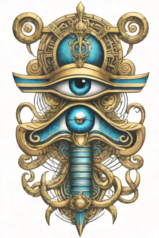 Egyptian God Ankh Symbol Intertwined Eye Of Horus