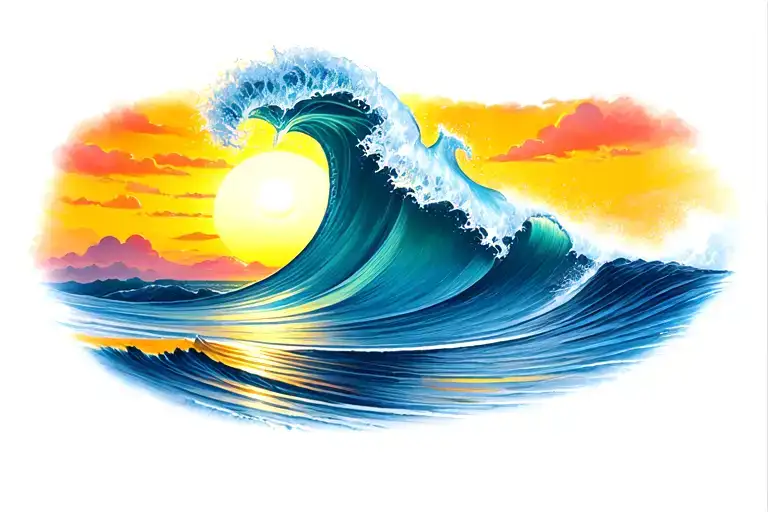 Waves And Sun Rising