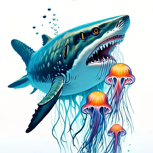 Whale Shark With Jellyfish