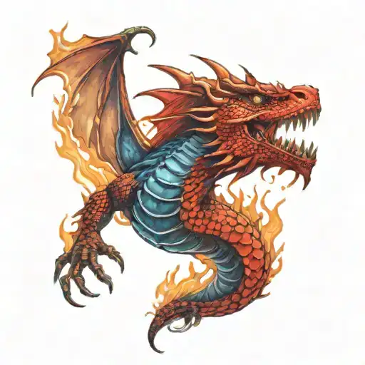 Red Dragon Breathing Fire
