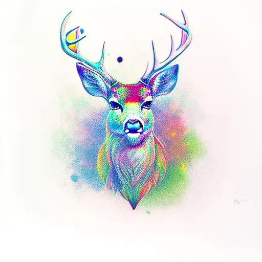 Deer Head In Full Color