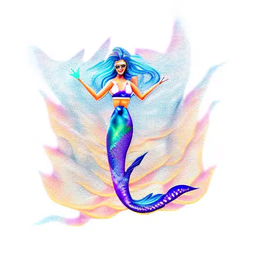 A Unique Mermaid With A Robotic Tail And A Mystical Aura