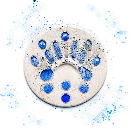Black Dog Paw With Blue And White Splashes In Background And Enso Symbol Circleing The Paw
