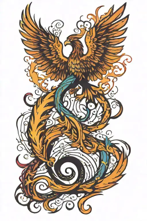 Phoenix With Tail Turned Into A Music Staff Intertwined