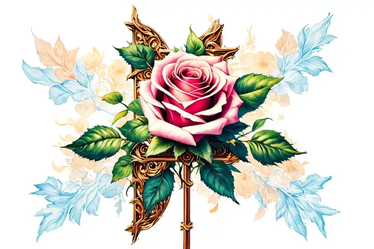 Cross And Rose Wrapped