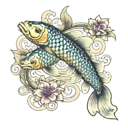 Koi Fish Birthed From Masonic Square And Compass