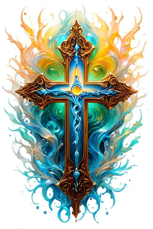 Brken Stainee Glass Christian Cross