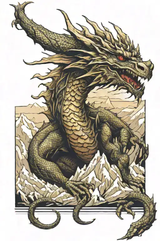 Dragon Wrapped Length Wise On Mountain Side