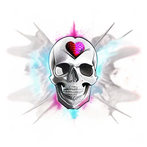 Skull With Flying Cage Heart