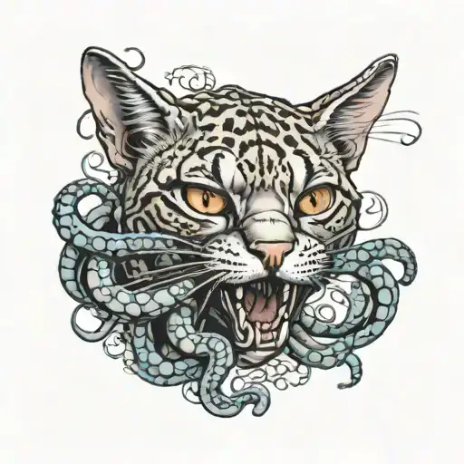 Tabby Cat With Octopus Arms Coming Out Of Mouth