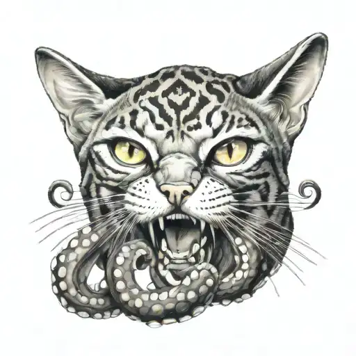 Tabby Cat Has Octopus Arms Coming Out Of Its Mouth