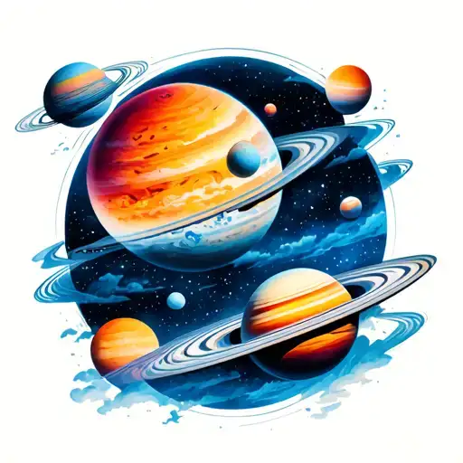 Shoulder Tattoo Space Scenery With Planets