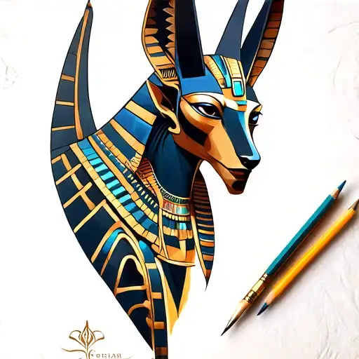 Anubis Egyptian God Tattoo On The Full Arm
