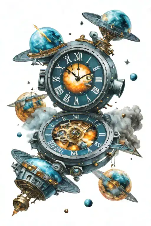 Clock In Outer Space Tardis Flying