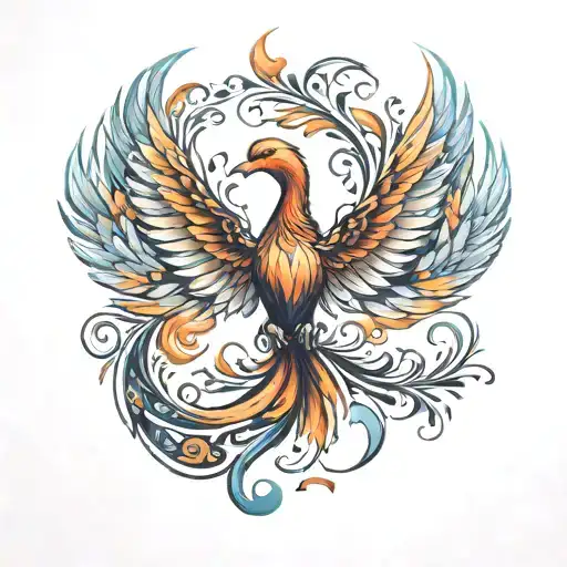 Phoenix Wings Spread Bright