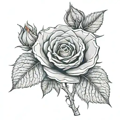 Rose Growing Black & Gray With Red Center Representing