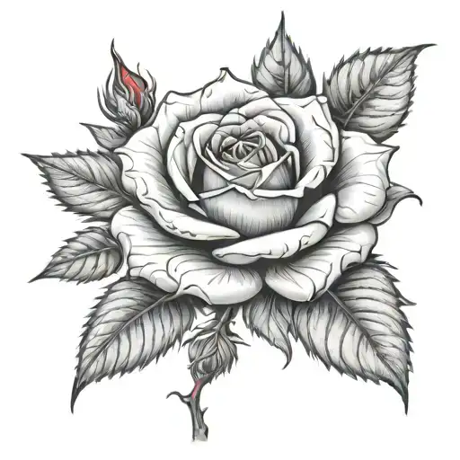 Rose Growing Black & Gray With Red Center Representing