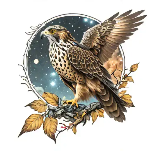 Purposeful Falcon Against The Backdrop Of Space And Nature