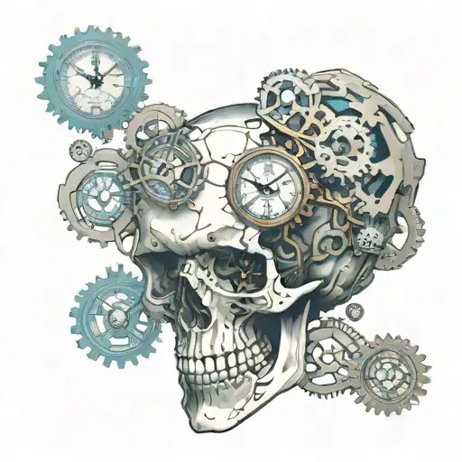 Clock Cogs In Human Skull