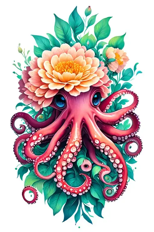 Octopus Hugging Flower Mandala