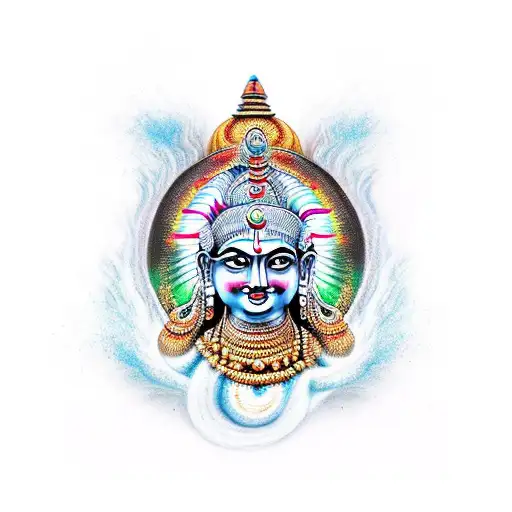 Ancient Indian Indra God With Modern Twist And Fire And Water