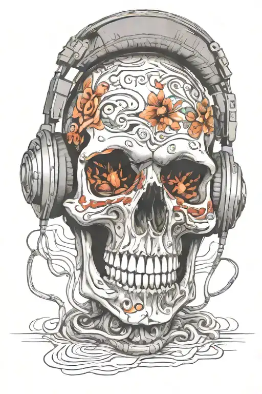 Skull Wearing Headphones