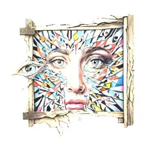 A Rectangular Door Made From Different Colored Eyes Looking In Different Directions