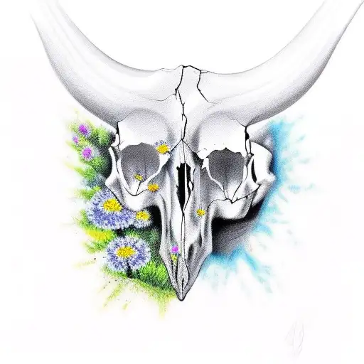 Wildflowers Cow Skull
