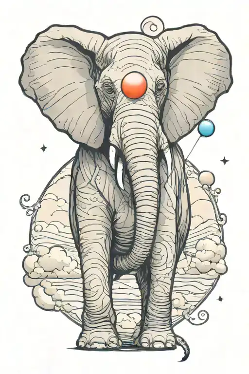 Elephant Holding Baloon Full Moon