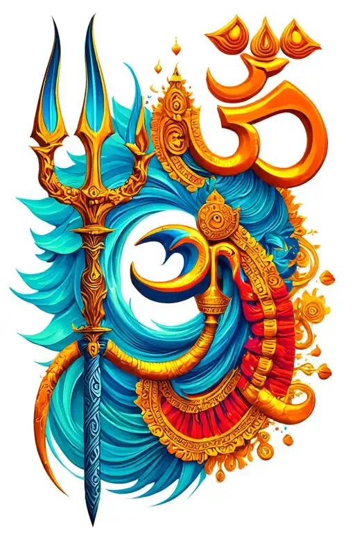 The Trident Of Hindu God Sivan And Om Symbol