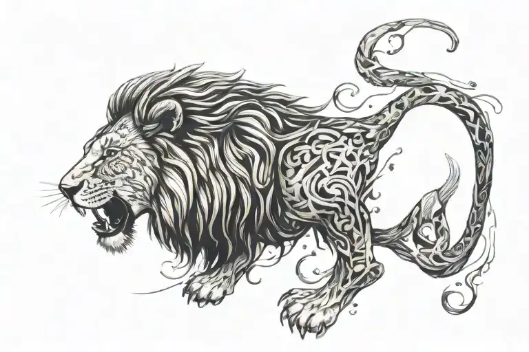 Side Profile Lion Head Roaring Constellation
