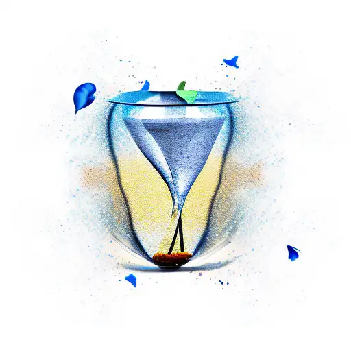 An Hourglass With Falling Tulip Petals Instead Of Sand