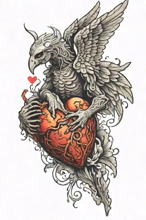 Fallen Angel With A Heart And Brains In His Hand