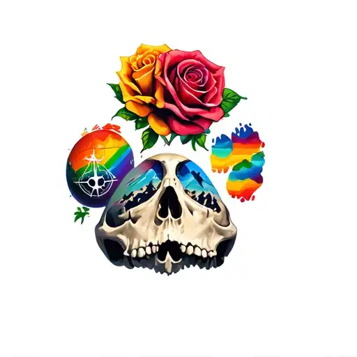 Skull Roses Rainbow Paw Print Compass Mountain Rugby Ball