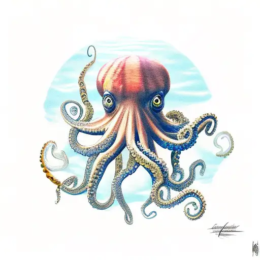 Octopus Guarding A Treasure At The Bottom Of The Sea