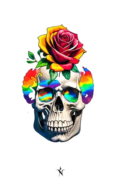 Skull Roses Rainbow Paw Print Compass Mountain Rugby
