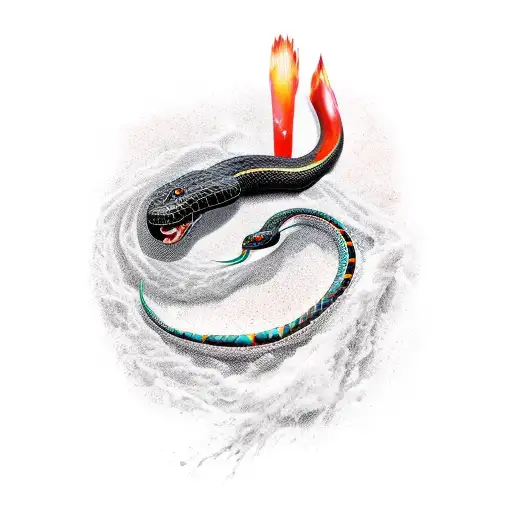 Black Snake Painted With Brush