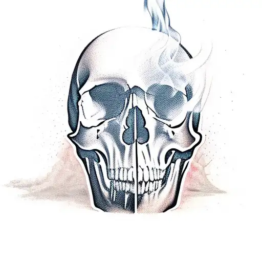 Candle And Skull With Smoke