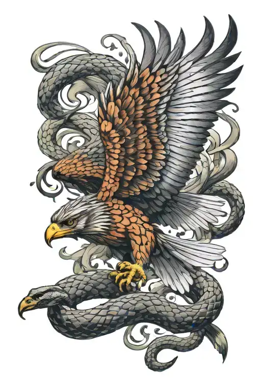 Hawk Swooping Up Snake