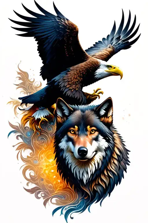 Wolf And Eagle Intertwined