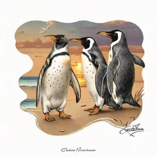 Penguins On Beach