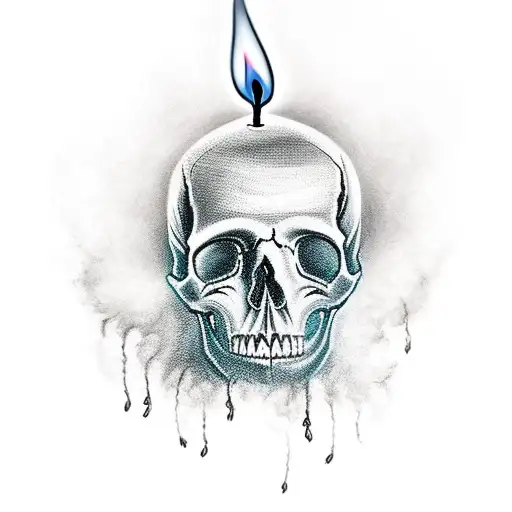 Candle Skull With Smoke