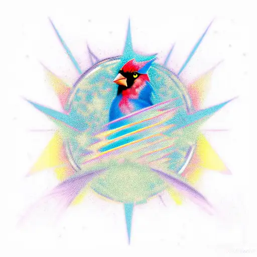 Phoenix Pink Green Blue Stars Moon Cardinal City Background