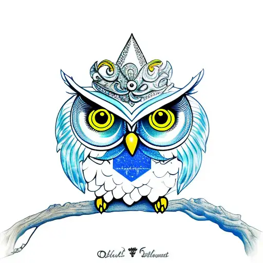 Owl With Fleur De Lis Blue