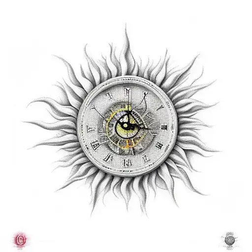 Roman Numerals Of 1957 With Clock And A Sunflowrr