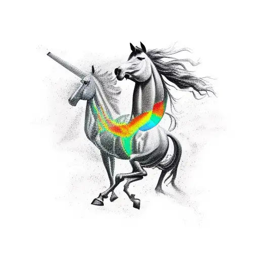 Musical Notes Forming A Horse Silhouette