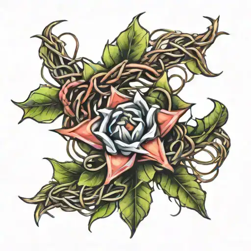 Crown Of Thorns Flower Intertwined